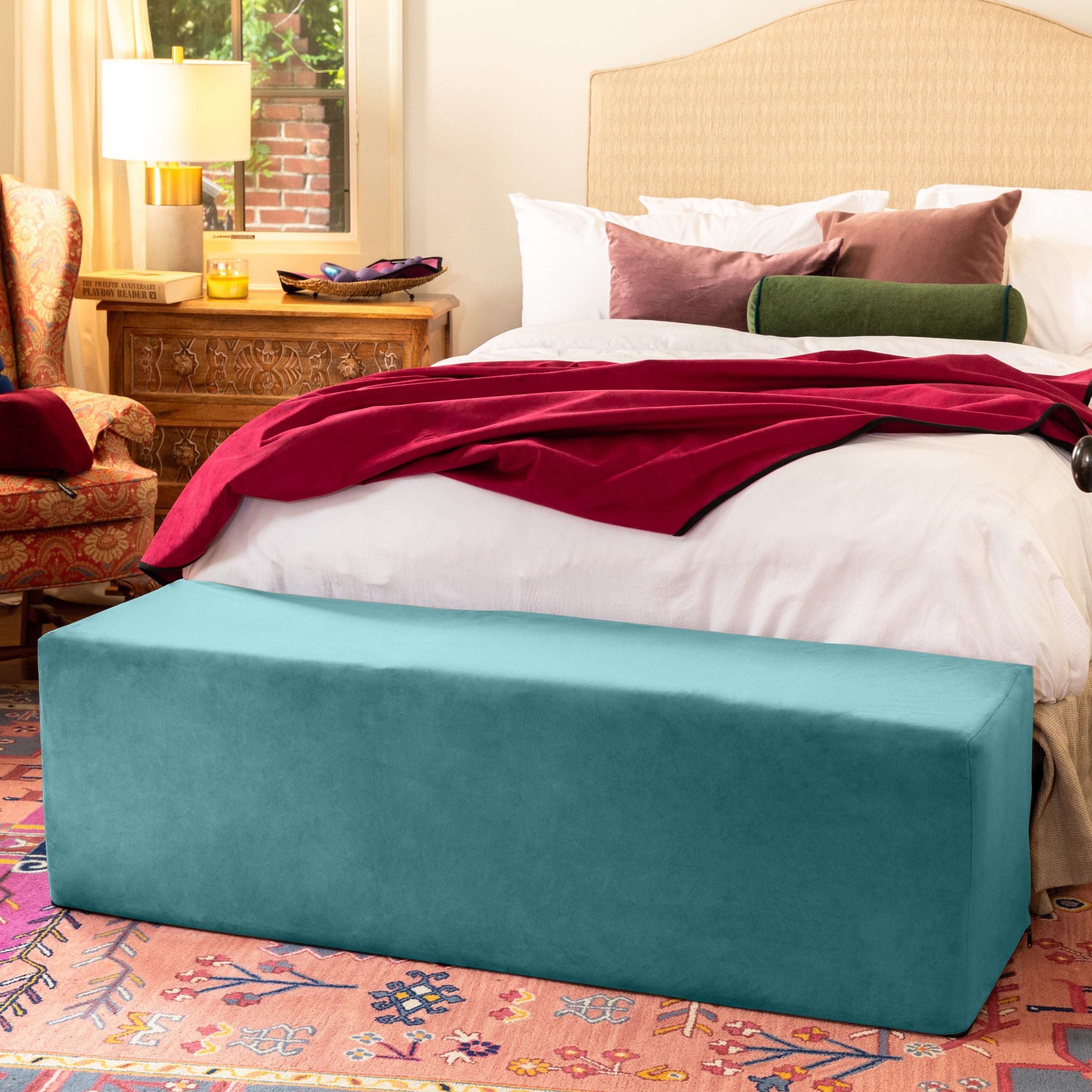 Aria Flip Chaise 18 Inch Wide - Convertible Sex Chair and Bed Bench, Teal